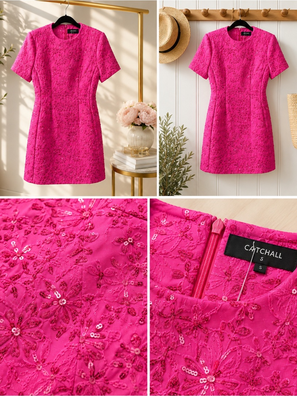 Tuckernuck Fuchsia Embellished Floral Mini Dress - Picture 3 of 3